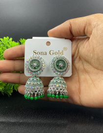 Silver Colour  Stone Jhumka